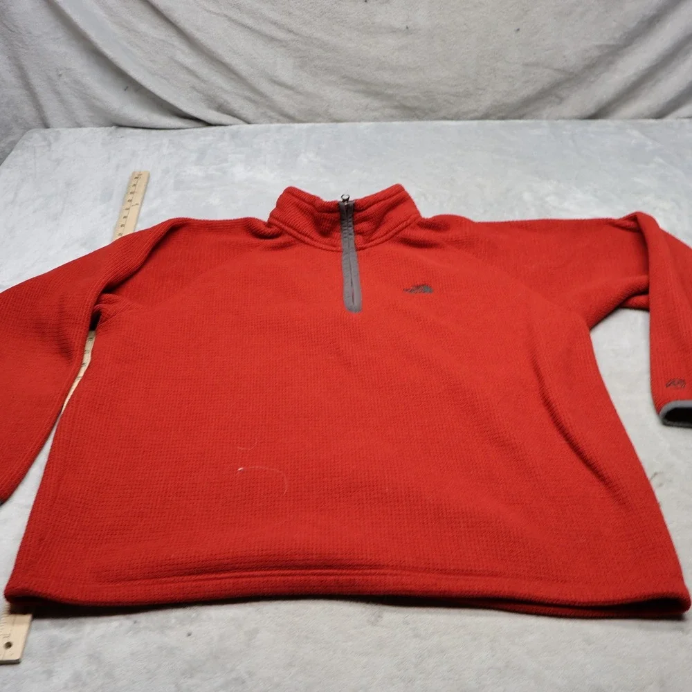 North Face Sweatshirt Mens XL Red 1/4 Zip Waffle Fleece Pullover Outdoor Hiking